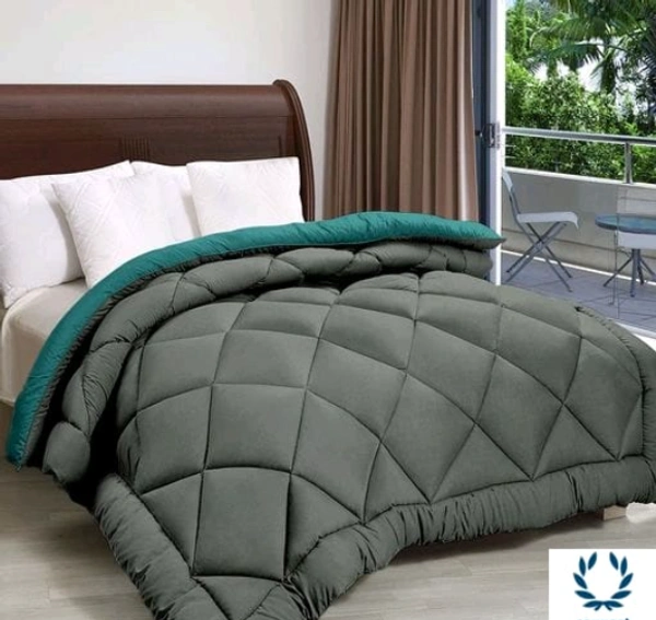 SIE STORE 250 GSM Luxury Premium Microfiber  Soft Reversable  DOUBLE BED (90*100 INCH) All Season Comforte_Blanket/RAJAI/Quilt(Sea Green & Grey) - Sea Green/Grey, Pack of 1, 90×100inch, Microfiber